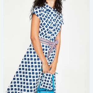 Boden Blue and White Floral Midi Dress